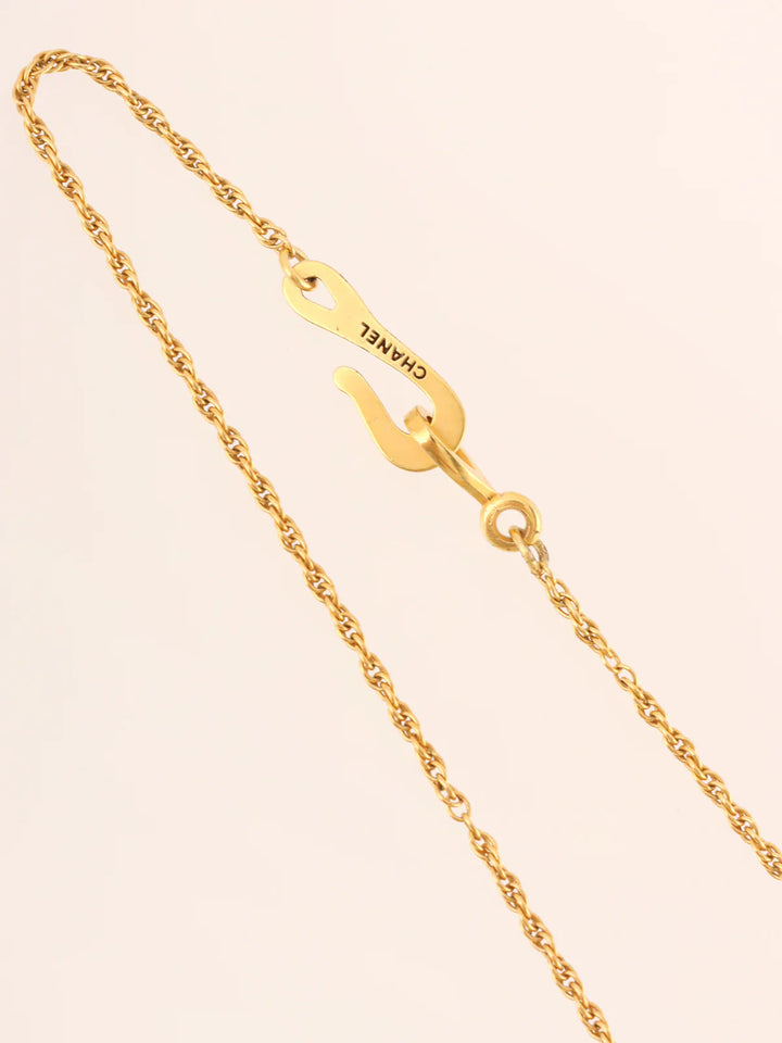 Chanel 1999 Made Round Teardrop Design Logo Necklace Gold/Multi