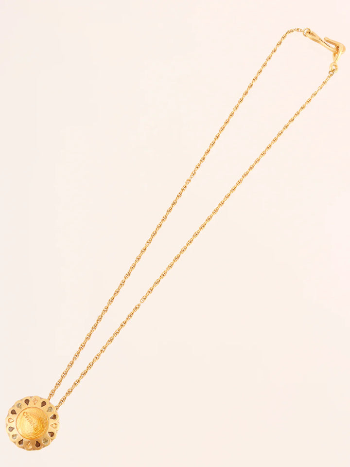Chanel 1999 Made Round Teardrop Design Logo Necklace Gold/Multi
