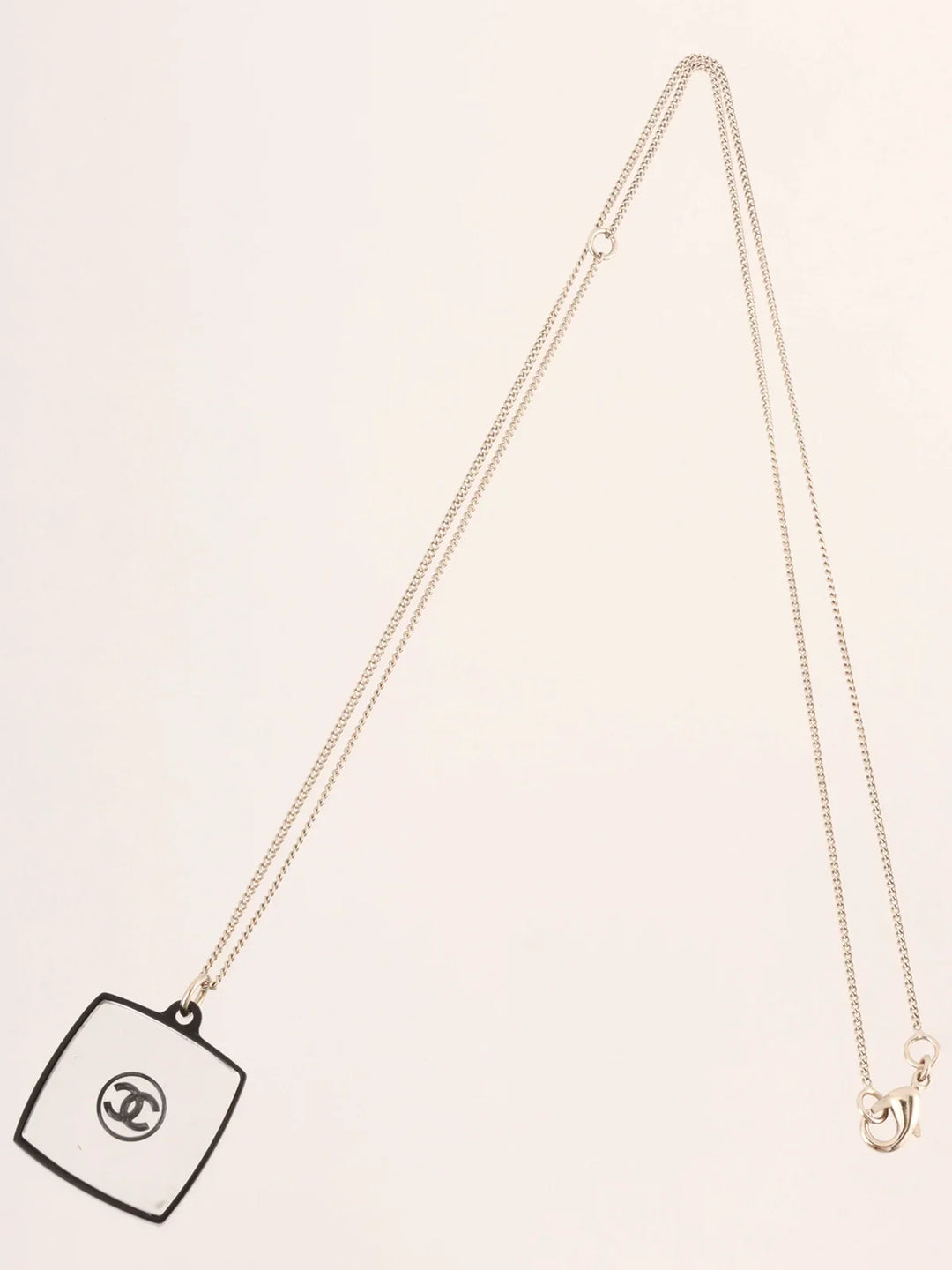 Chanel 2008 Made Square Mirror Cc Mark Rhinestone Necklace Black