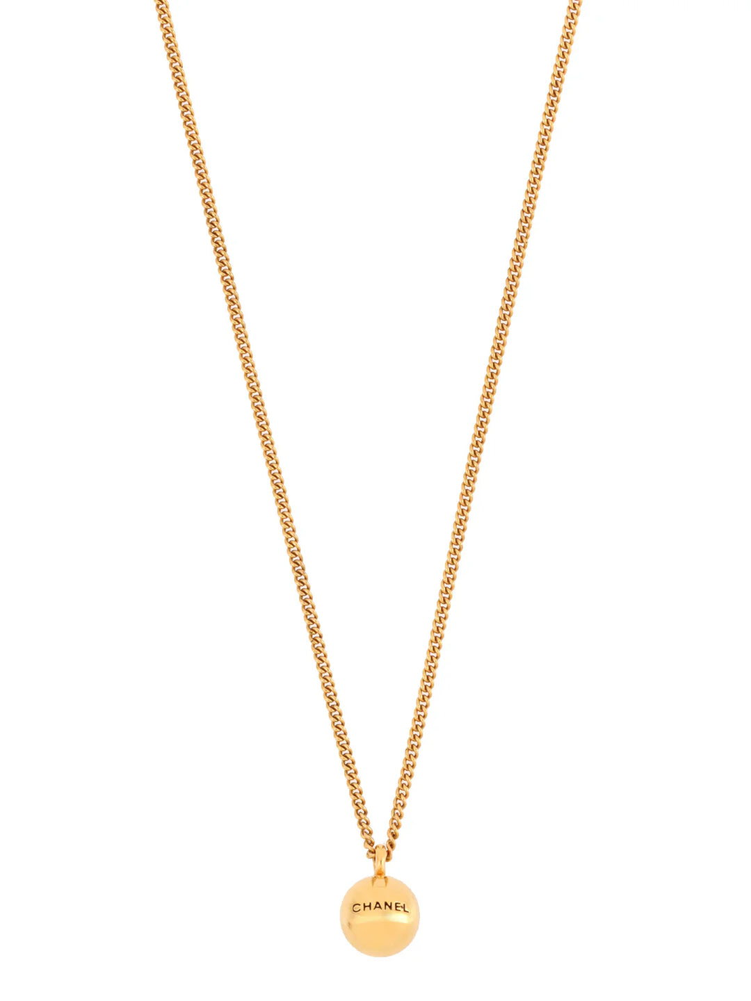 Chanel 1998 Made Ball Motif Logo Necklace Gold