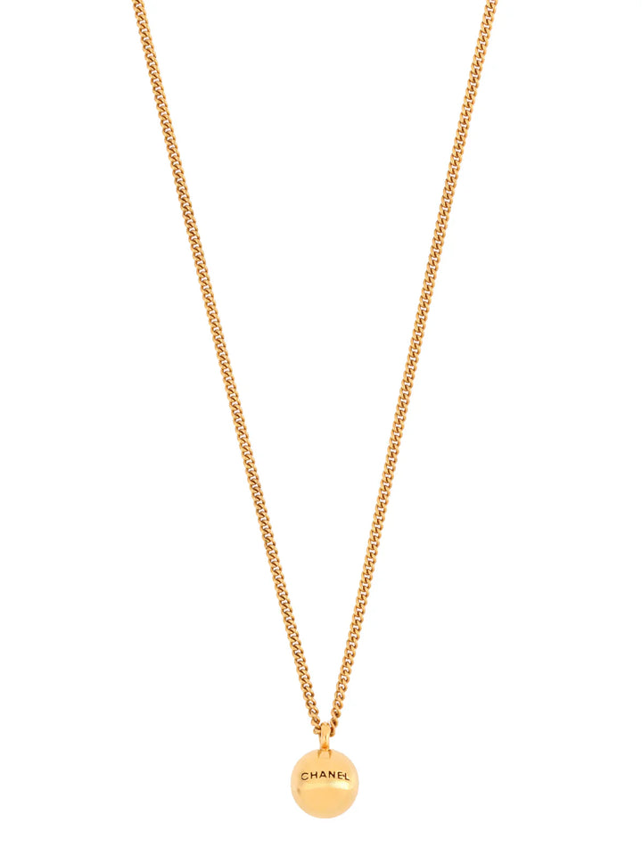 Chanel 1998 Made Ball Motif Logo Necklace Gold