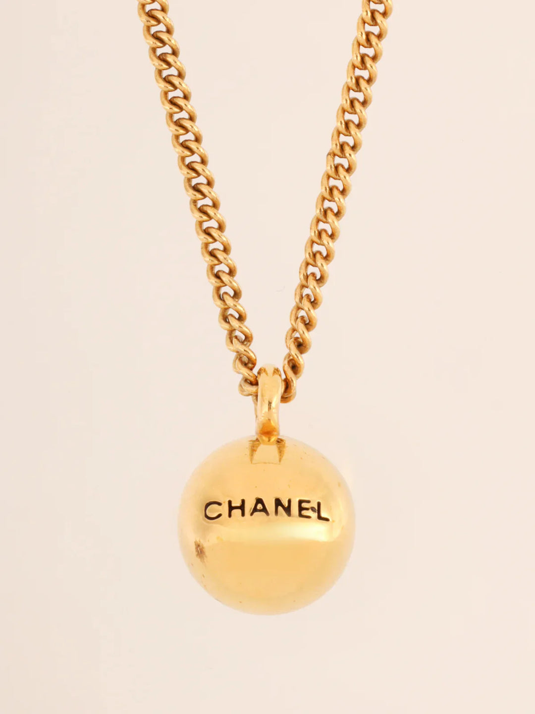 Chanel 1998 Made Ball Motif Logo Necklace Gold