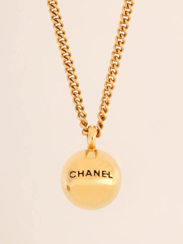 Chanel 1998 Made Ball Motif Logo Necklace Gold