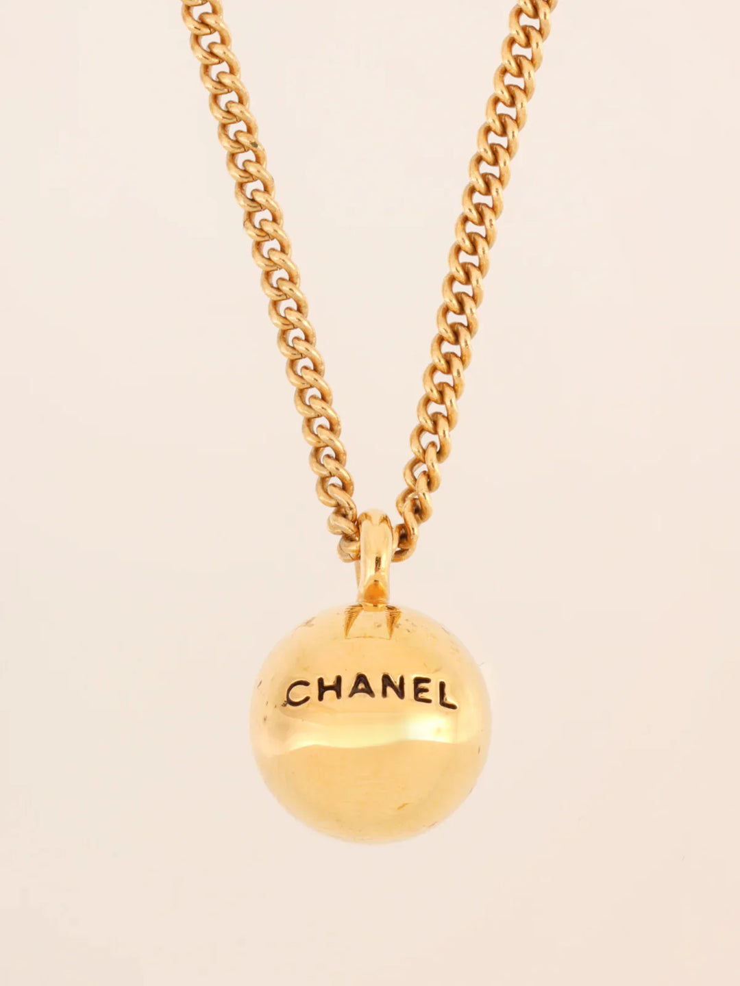 Chanel 1998 Made Ball Motif Logo Necklace Gold