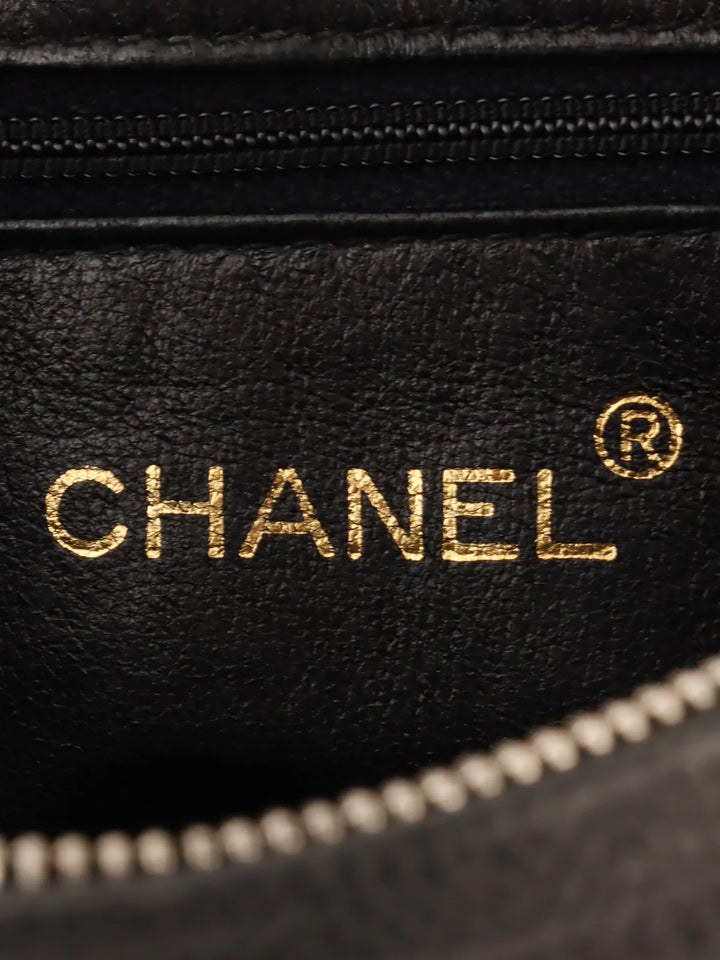 Chanel Around 1995 Made Triple Cc Mark Stitch Chain Shoulder Bag Black
