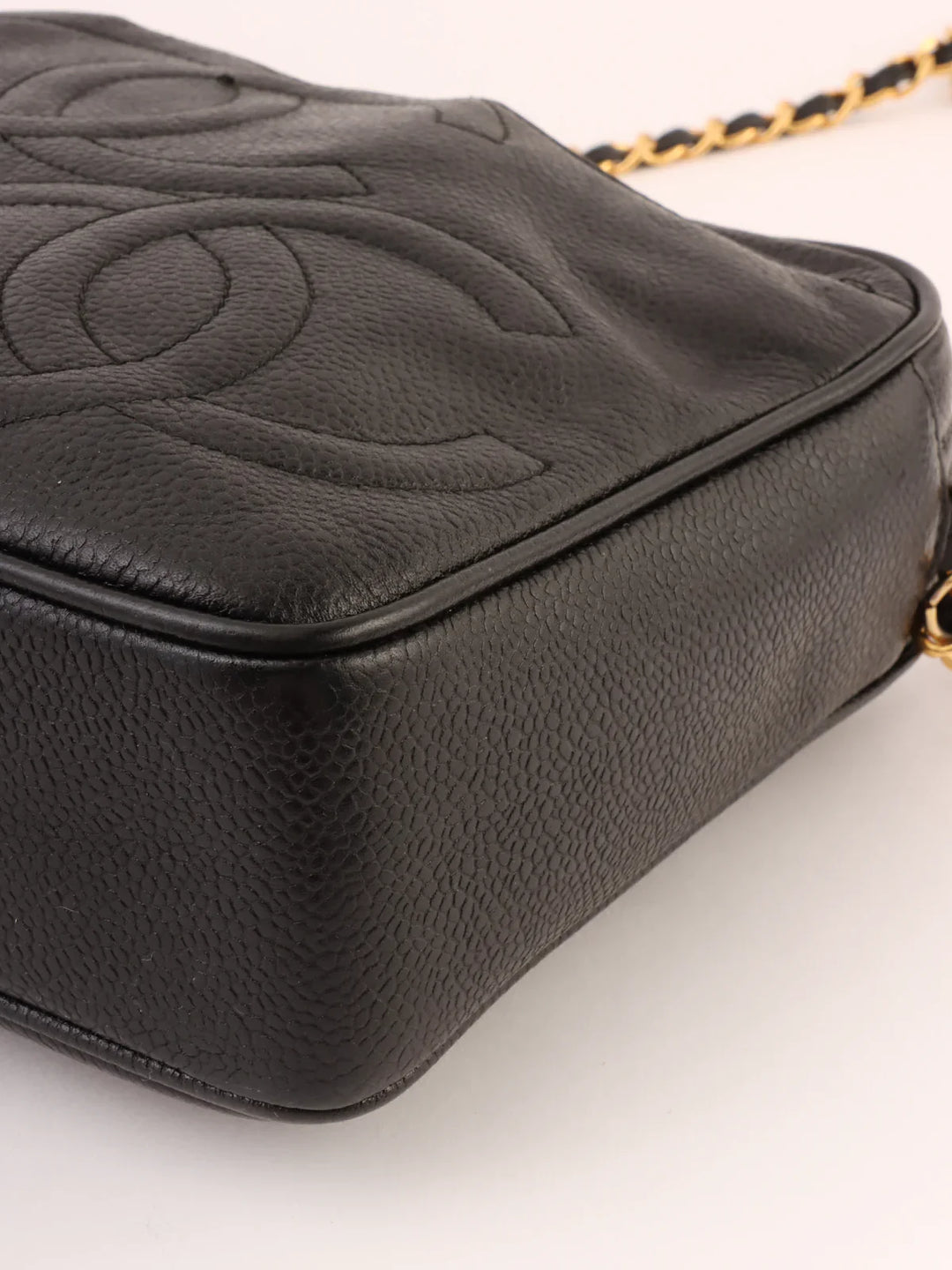 Chanel Around 1995 Made Triple Cc Mark Stitch Chain Shoulder Bag Black