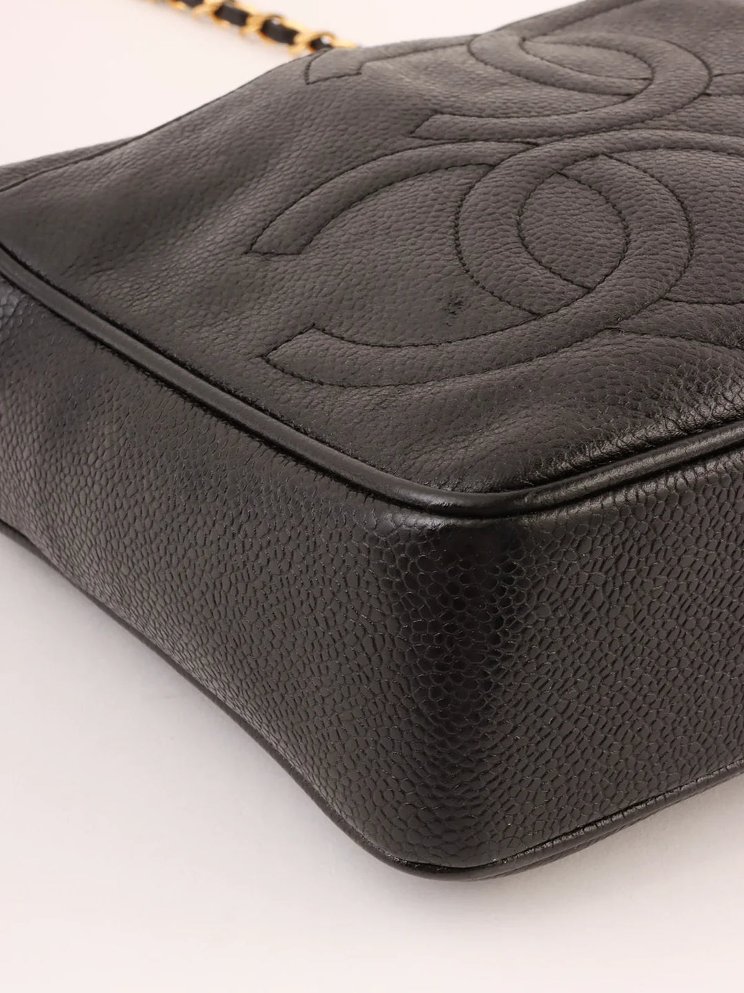 Chanel Around 1995 Made Triple Cc Mark Stitch Chain Shoulder Bag Black