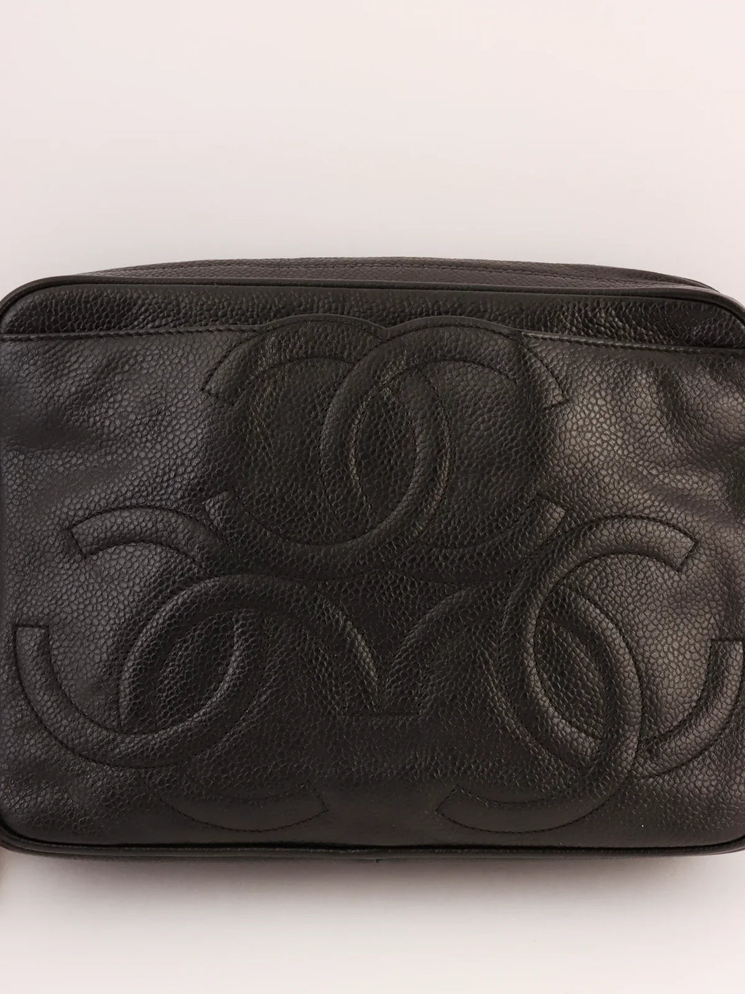 Chanel Around 1995 Made Triple Cc Mark Stitch Chain Shoulder Bag Black