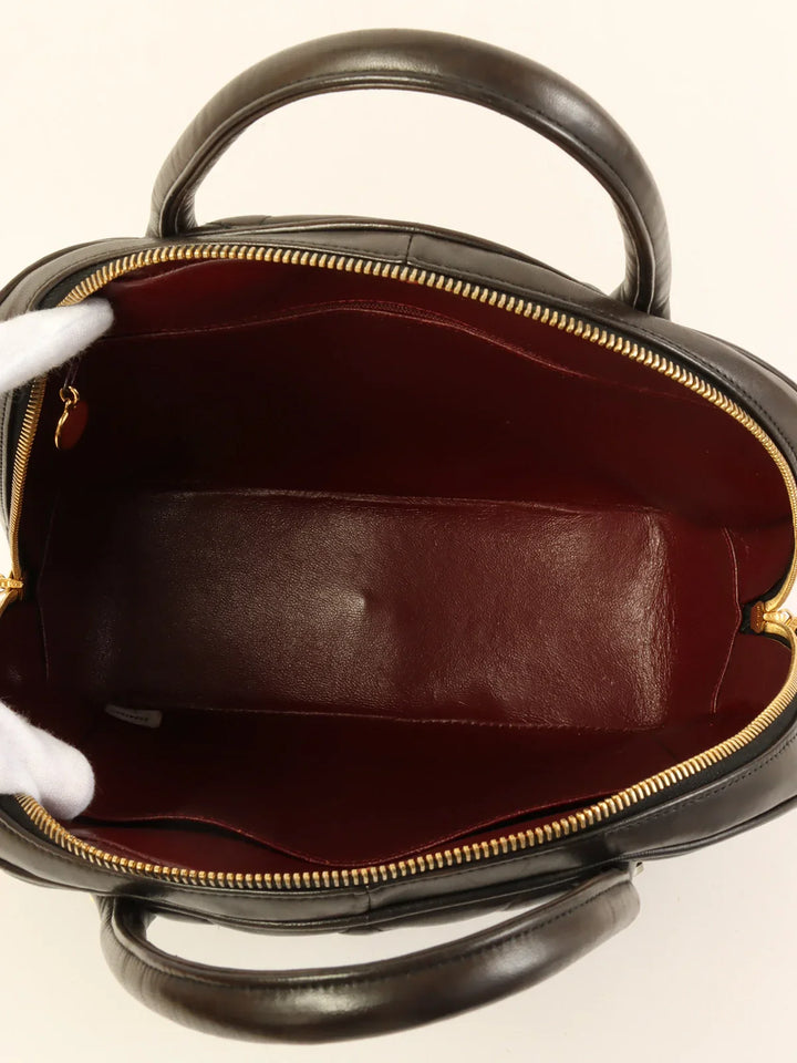 Chanel Around 1998 Made Paris Limited Cc Mark Plate Top Handle Bag Black