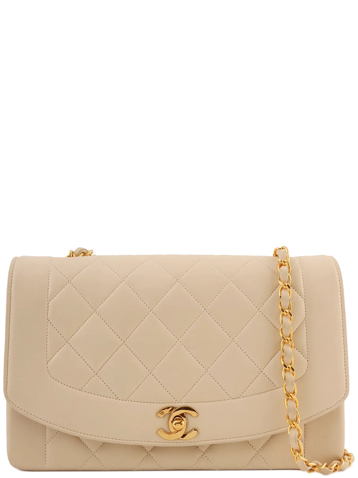 Chanel Around 1992 Made Diana New Chain Bag 25Cm Ivory