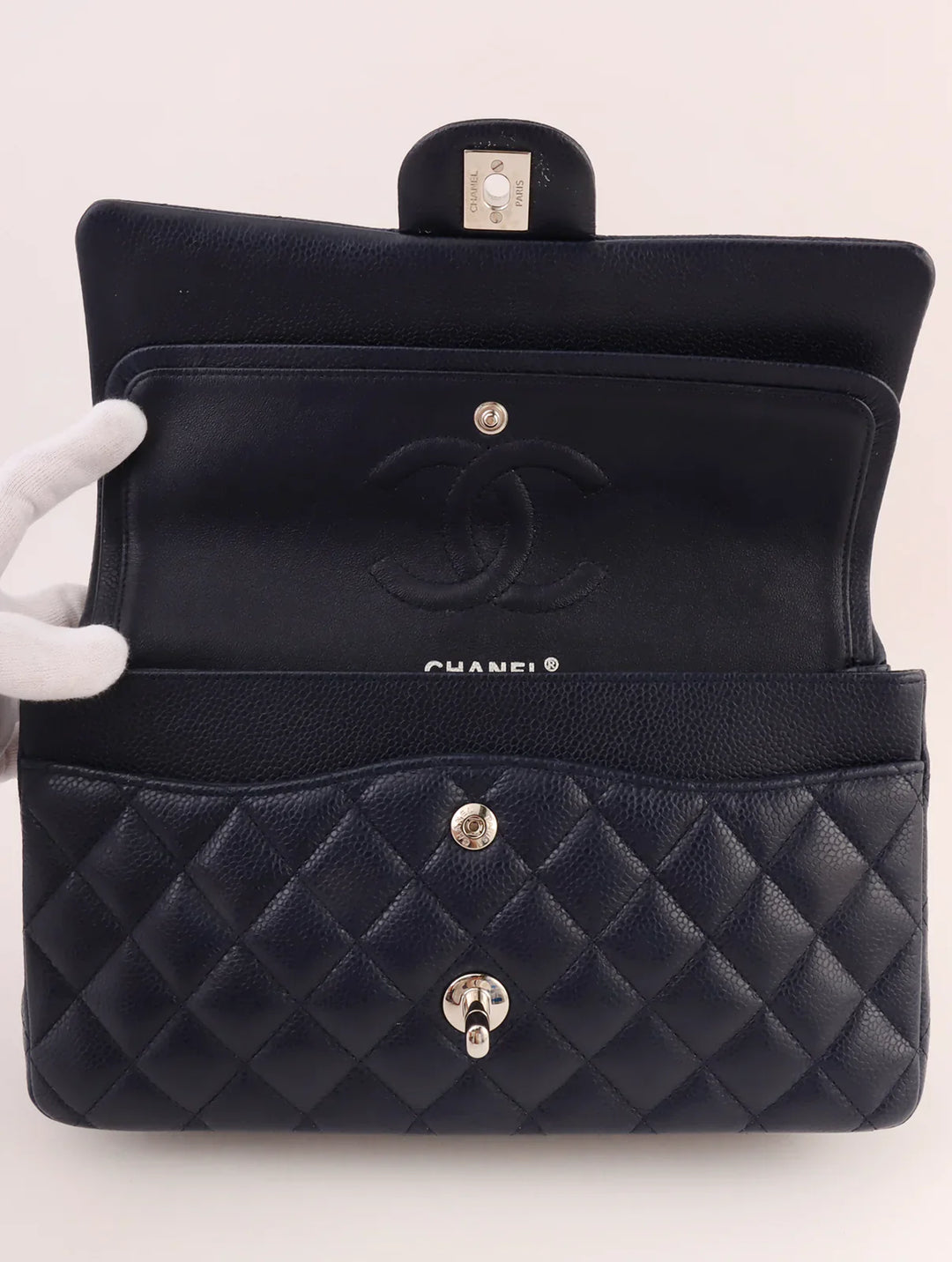 Chanel Around 2014 Made Caviar Skin Classic New Chain Bag 25Cm Navy