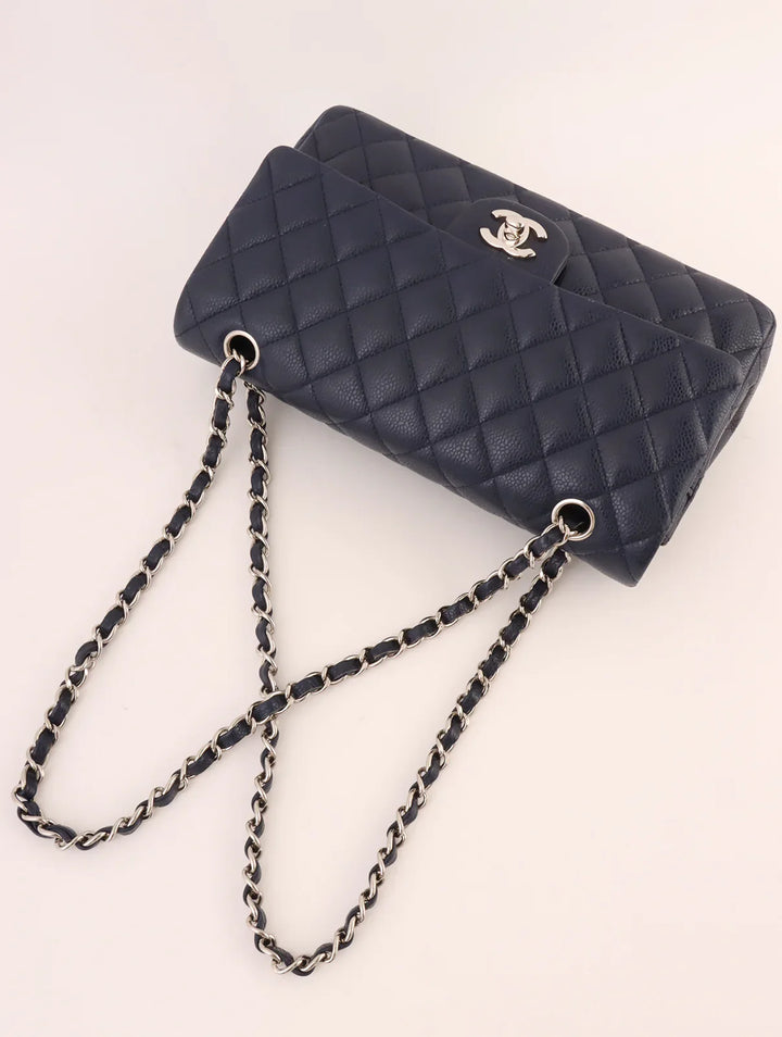 Chanel Around 2014 Made Caviar Skin Classic New Chain Bag 25Cm Navy