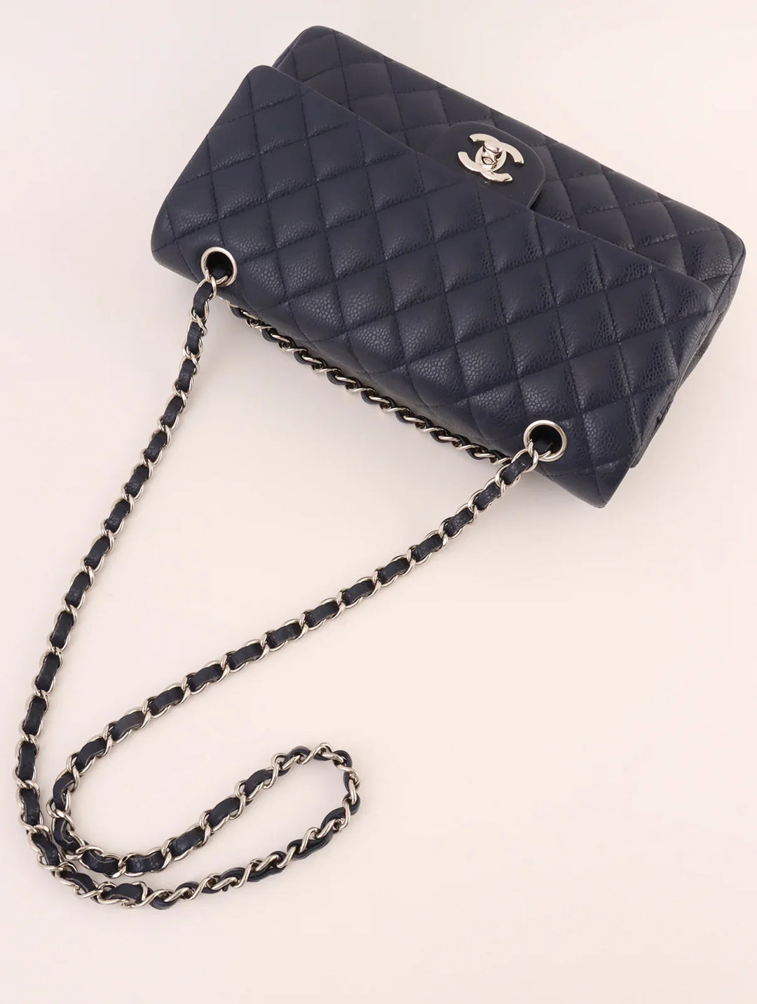 Chanel Around 2014 Made Caviar Skin Classic New Chain Bag 25Cm Navy