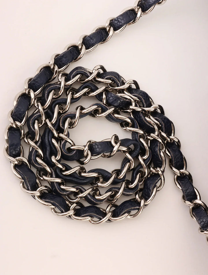 Chanel Around 2014 Made Caviar Skin Classic New Chain Bag 25Cm Navy