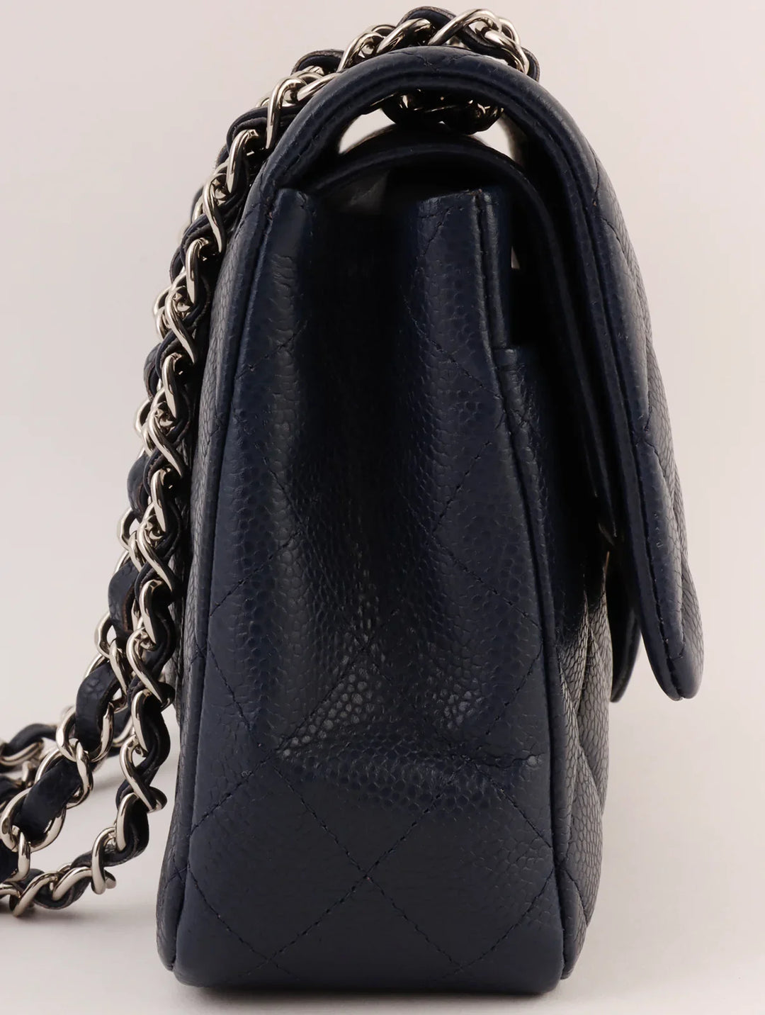 Chanel Around 2014 Made Caviar Skin Classic New Chain Bag 25Cm Navy