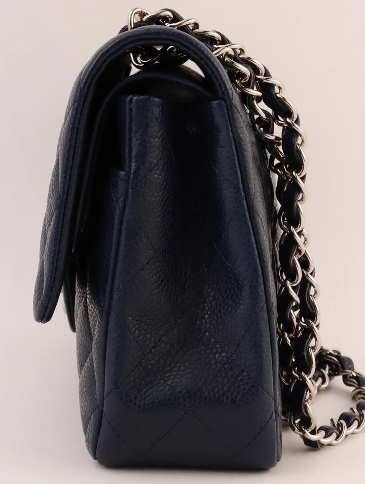 Chanel Around 2014 Made Caviar Skin Classic New Chain Bag 25Cm Navy