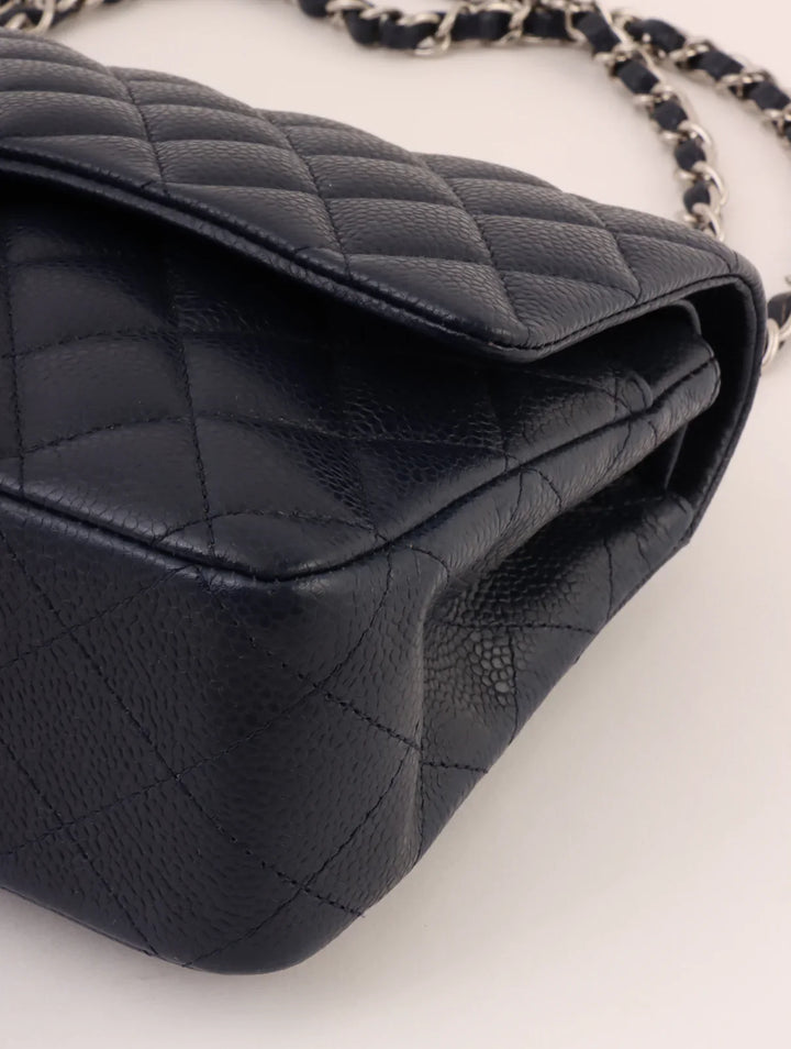 Chanel Around 2014 Made Caviar Skin Classic New Chain Bag 25Cm Navy
