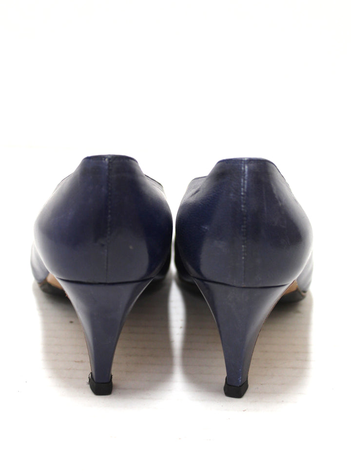 Top Quality Chanel Navy and White Leather Pointed Heel size 35.5