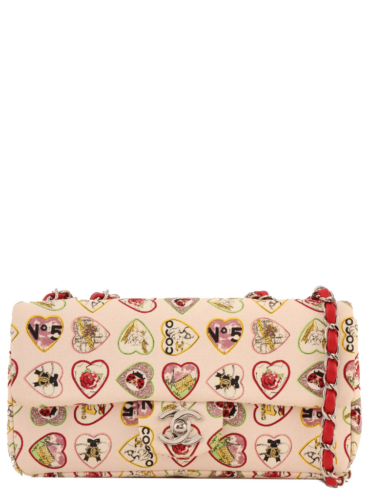 Chanel Around 2005 Made Valentine Icon Pattern Turn-Lock Chain Bag Baby Pink/Multi