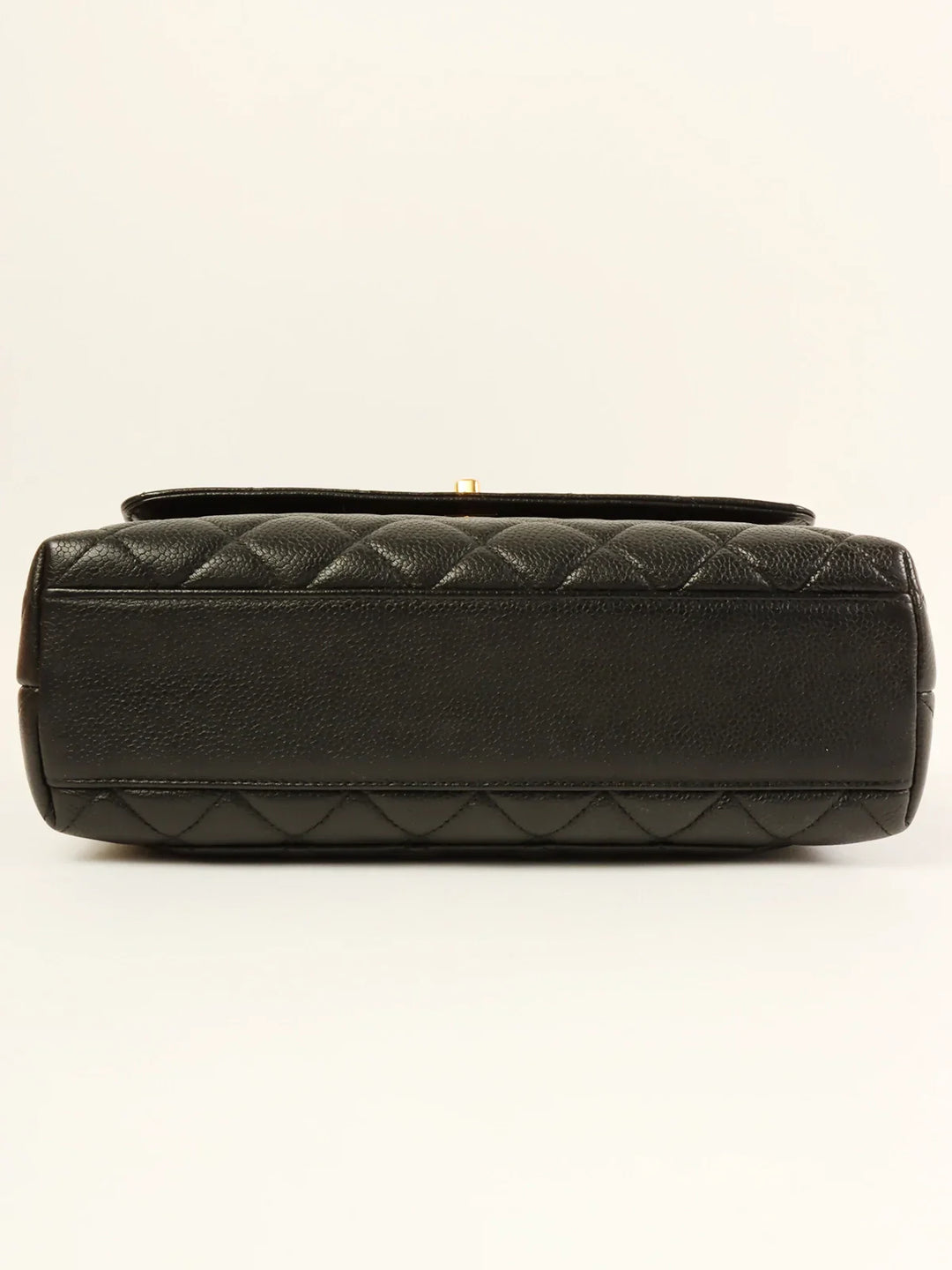 Chanel Around 1997 Made Caviar Skin Turn-Lock Top Handle Bag Black