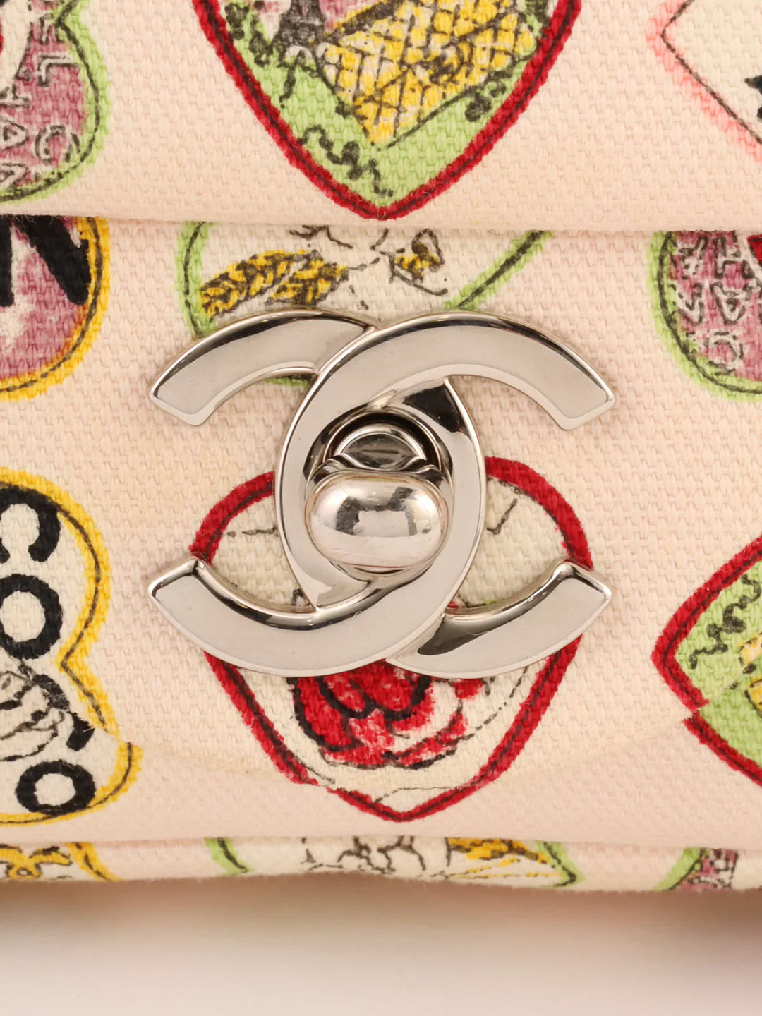 Chanel Around 2005 Made Valentine Icon Pattern Turn-Lock Chain Bag Baby Pink/Multi
