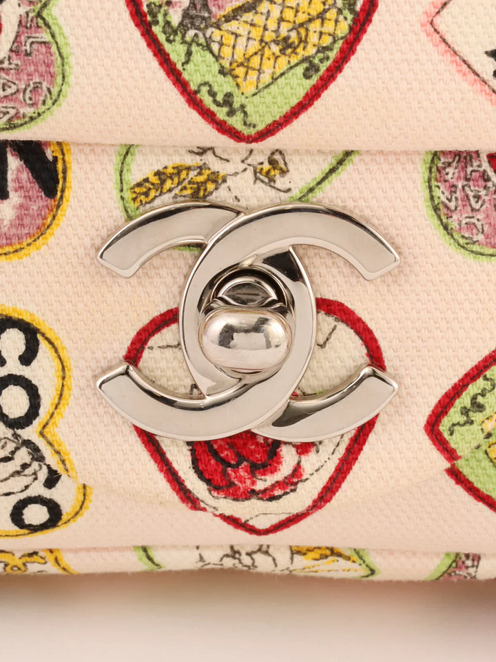 Chanel Around 2005 Made Valentine Icon Pattern Turn-Lock Chain Bag Baby Pink/Multi