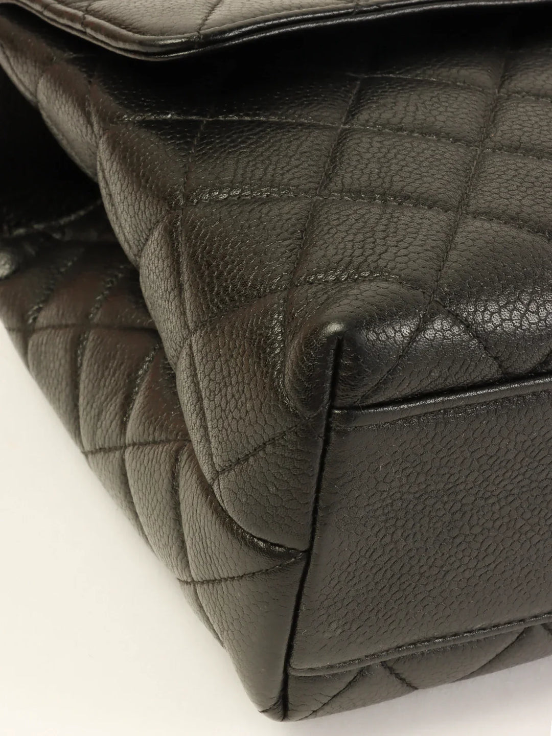 Chanel Around 1997 Made Caviar Skin Turn-Lock Top Handle Bag Black