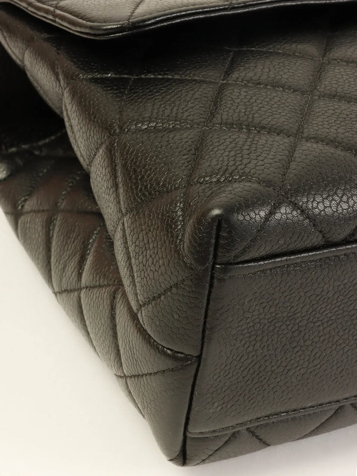 Chanel Around 1997 Made Caviar Skin Turn-Lock Top Handle Bag Black