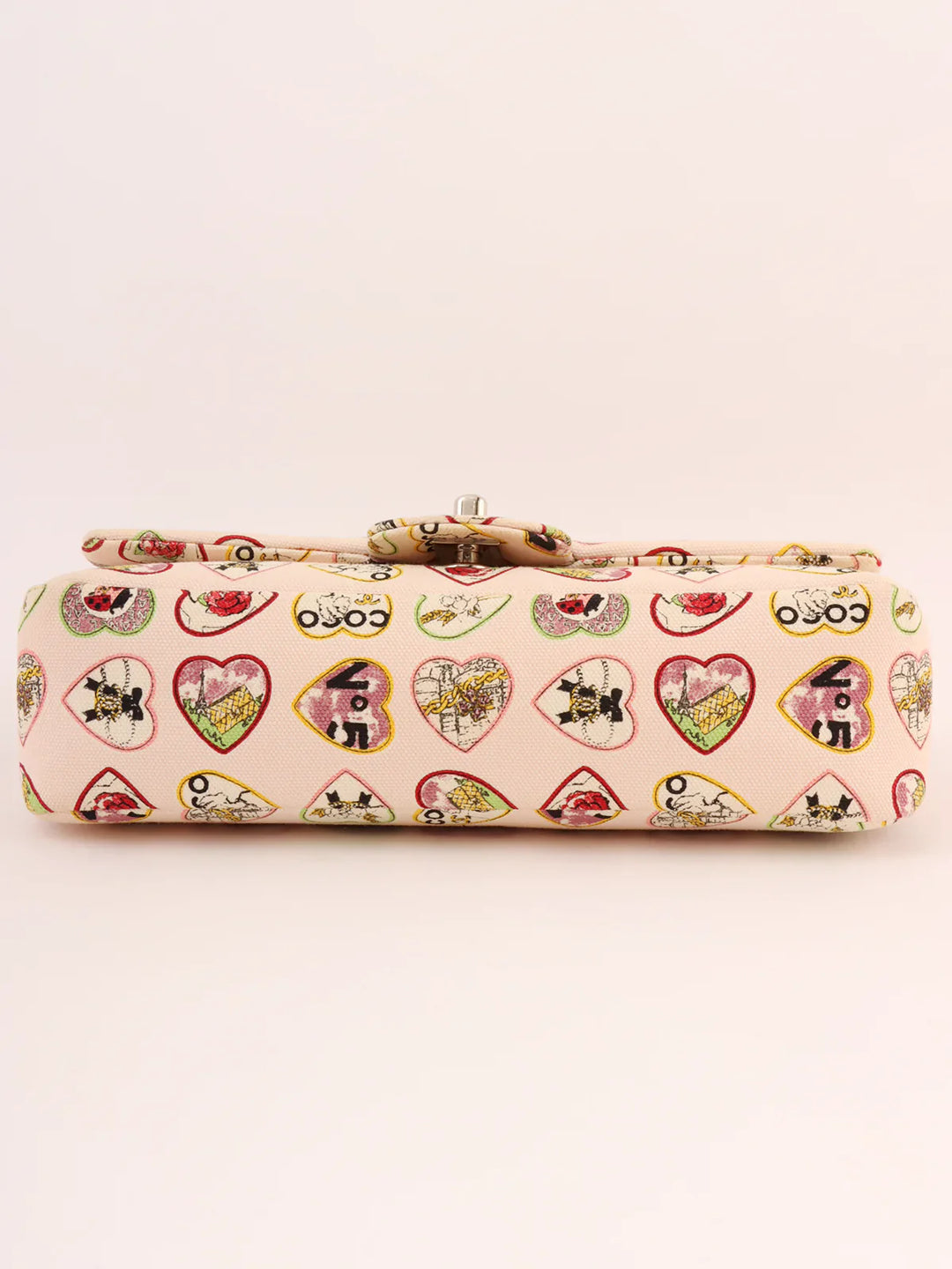 Chanel Around 2005 Made Valentine Icon Pattern Turn-Lock Chain Bag Baby Pink/Multi