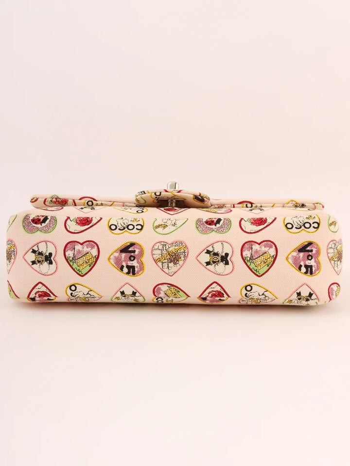 Chanel Around 2005 Made Valentine Icon Pattern Turn-Lock Chain Bag Baby Pink/Multi
