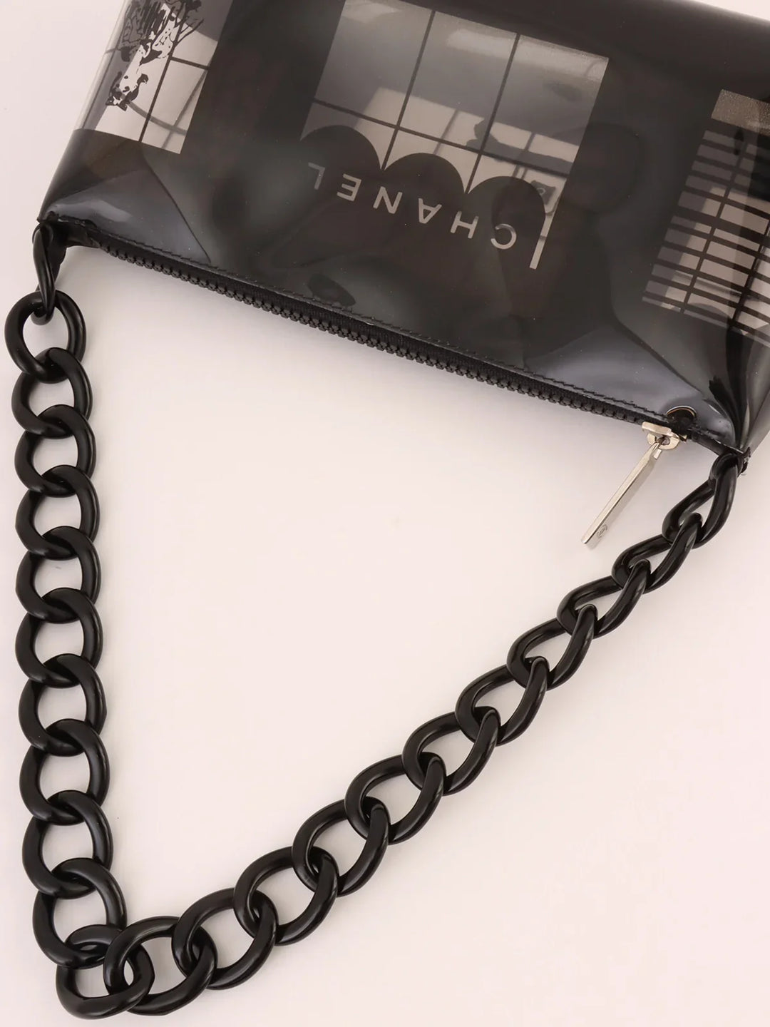 Chanel Around 2003 Made Windows Line Chain Bag Black