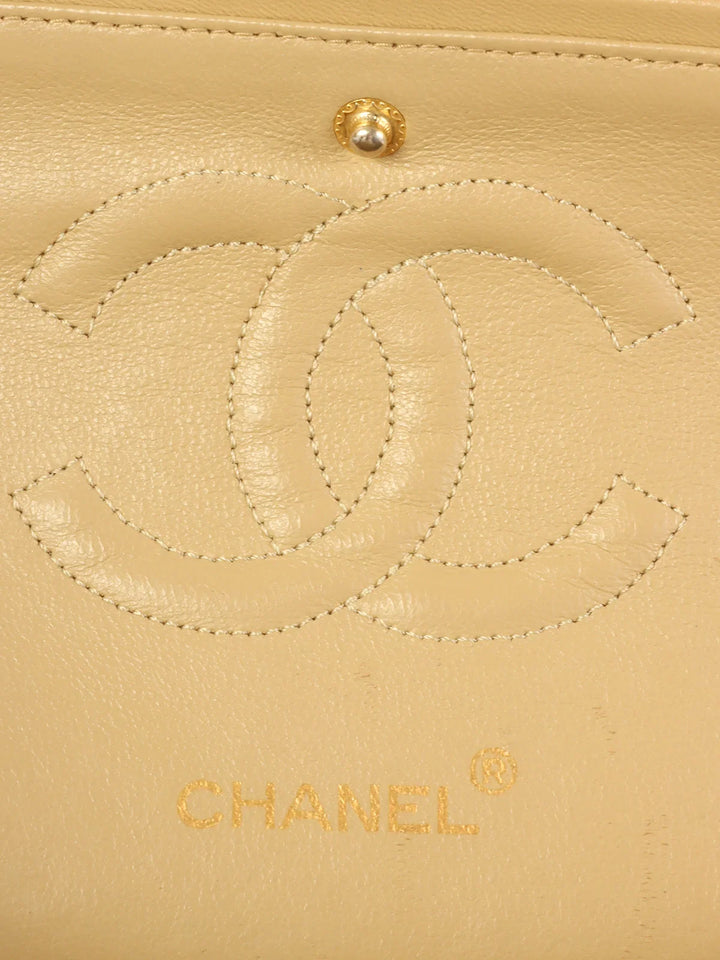 Chanel Around 1990 Made Classic New Chain Bag 25Cm Beige