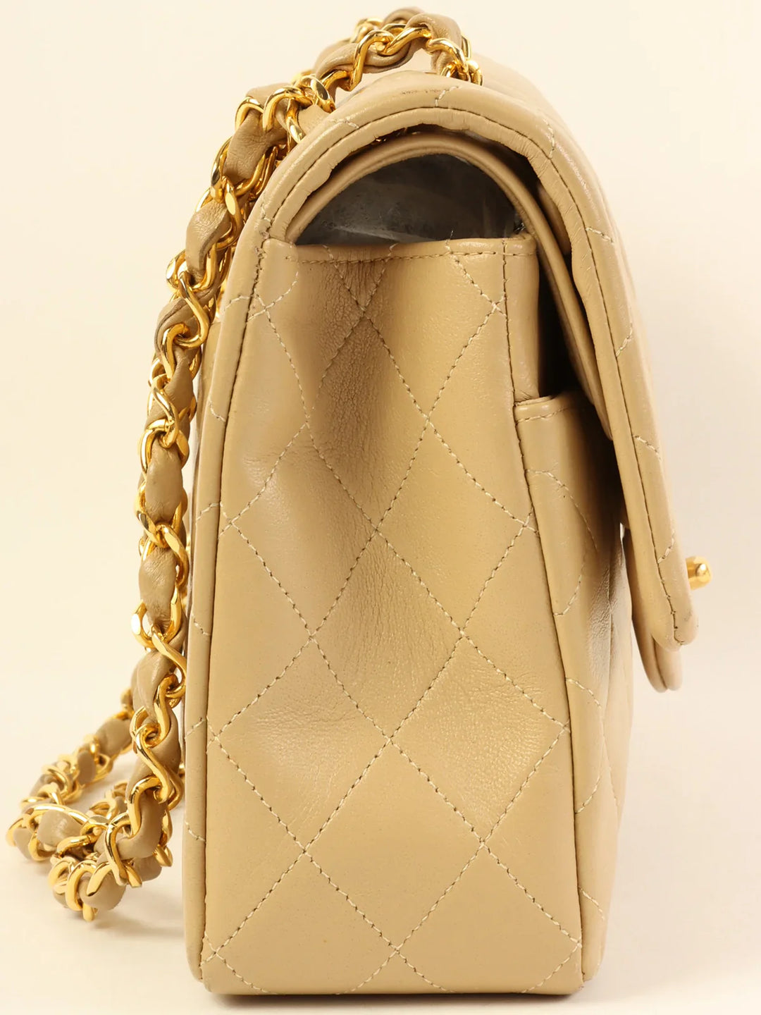Chanel Around 1990 Made Classic New Chain Bag 25Cm Beige