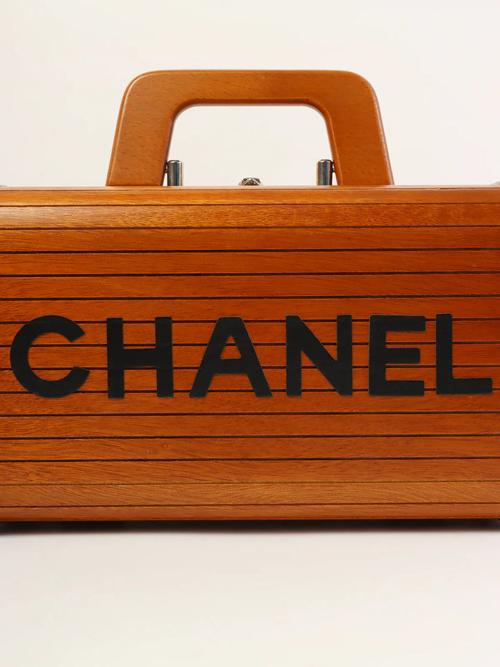 Chanel Around 1995 Made Wood Cc Mark Logo Vanity Brown