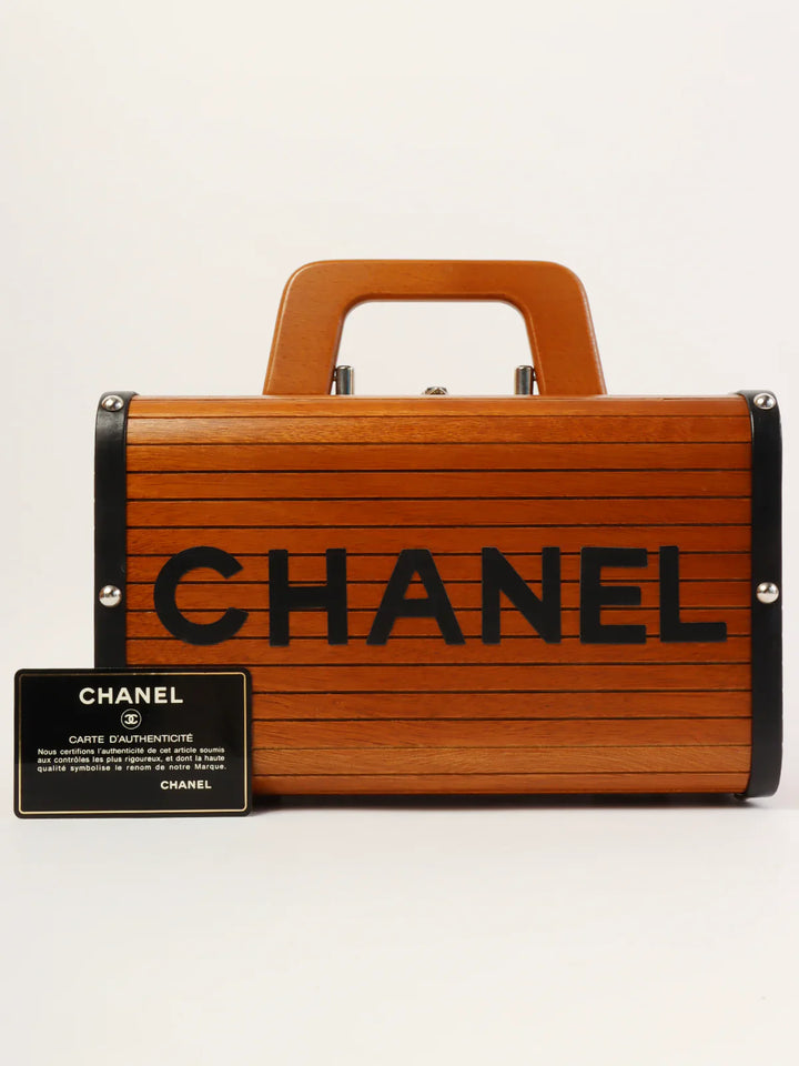 Chanel Around 1995 Made Wood Cc Mark Logo Vanity Brown