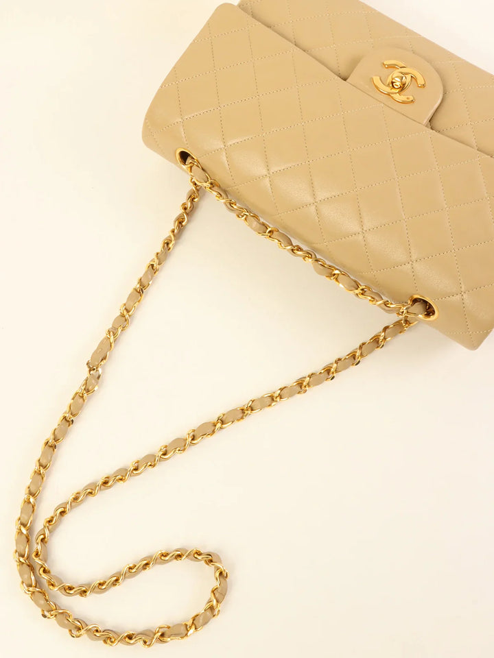 Chanel Around 1990 Made Classic New Chain Bag 25Cm Beige