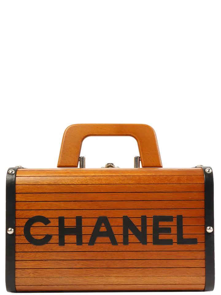 Chanel Around 1995 Made Wood Cc Mark Logo Vanity Brown
