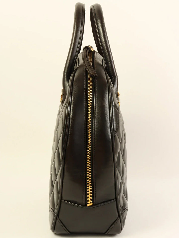 Chanel Around 1998 Made Paris Limited Cc Mark Plate Top Handle Bag Black