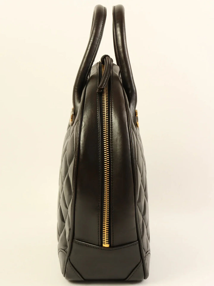 Chanel Around 1998 Made Paris Limited Cc Mark Plate Top Handle Bag Black
