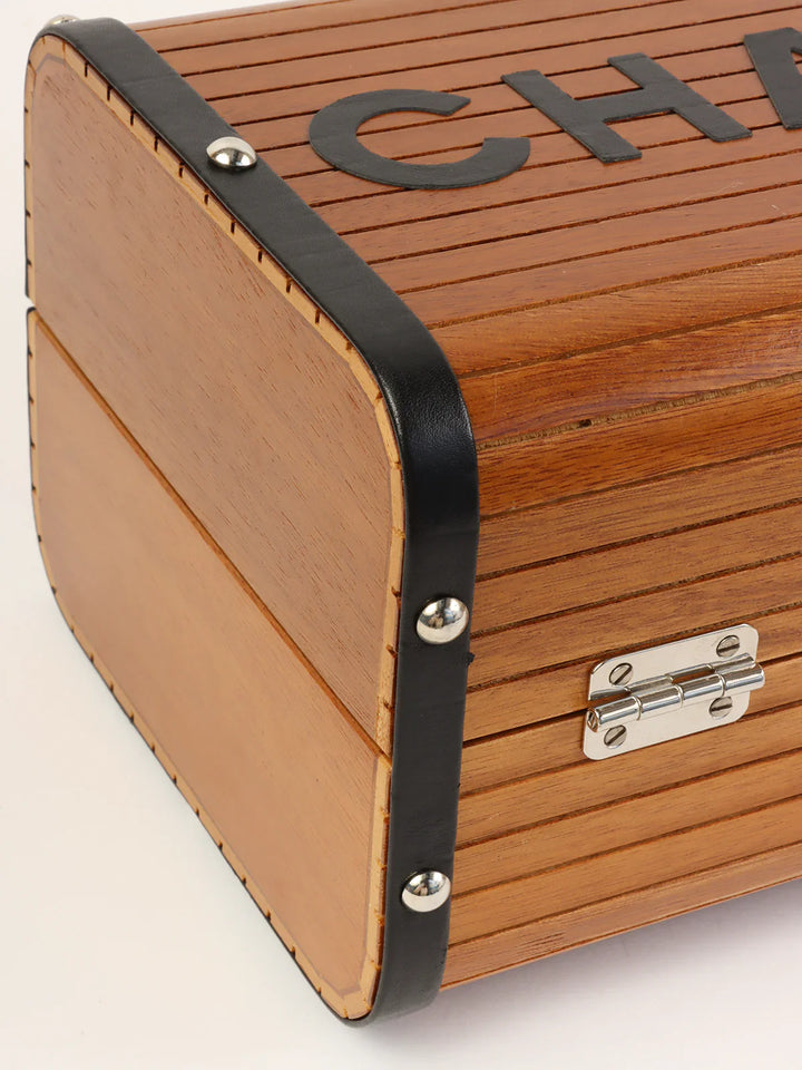 Chanel Around 1995 Made Wood Cc Mark Logo Vanity Brown