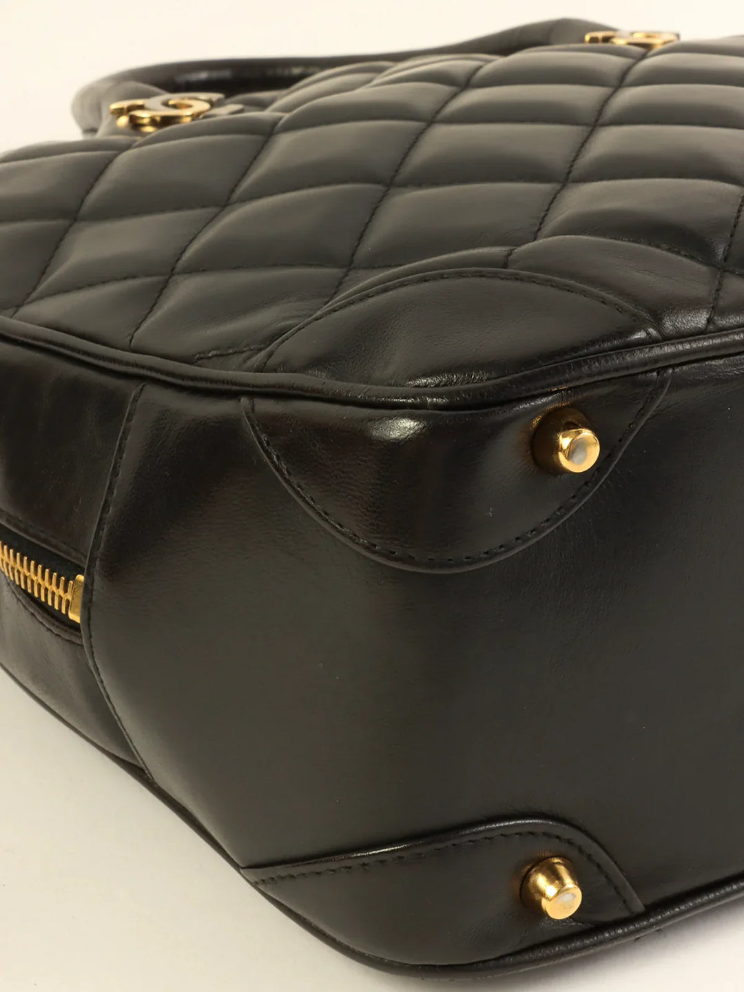 Chanel Around 1998 Made Paris Limited Cc Mark Plate Top Handle Bag Black