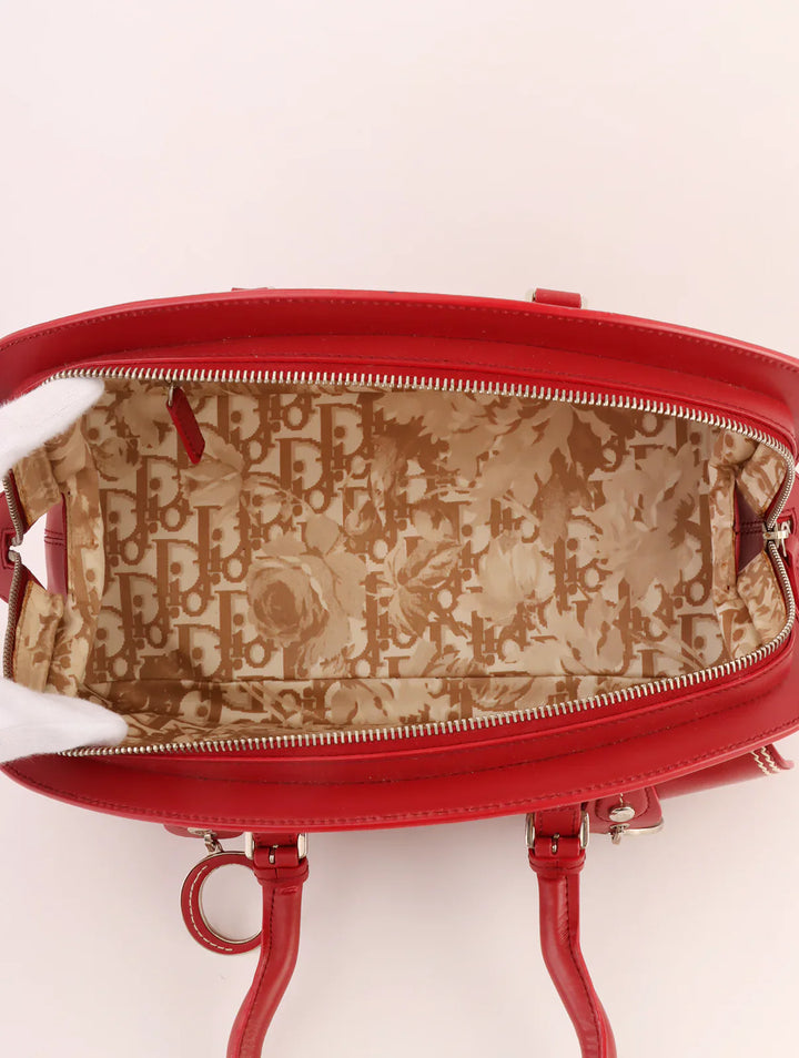 Top quality Dior Logo Plate Top Handle Bag Red