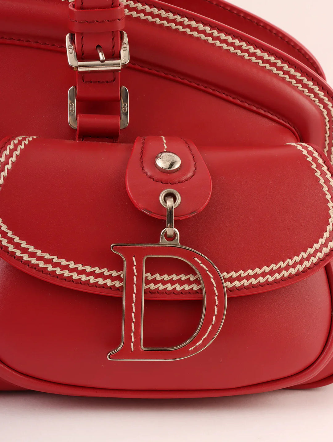 Top quality Dior Logo Plate Top Handle Bag Red