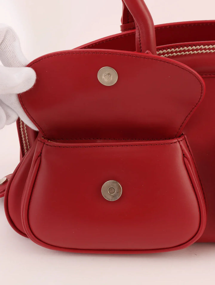 Top quality Dior Logo Plate Top Handle Bag Red