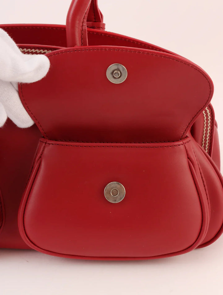 Top quality Dior Logo Plate Top Handle Bag Red