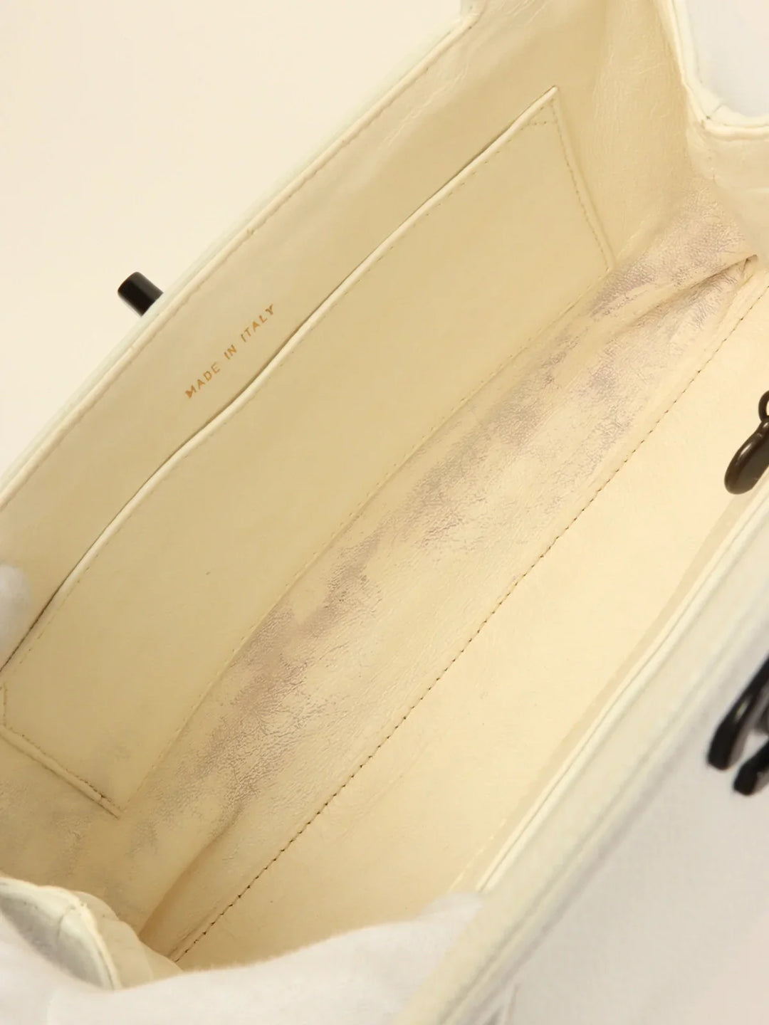 Chanel Around 1998 Made Caviar Skin Turn-Lock Top Handle Bag White