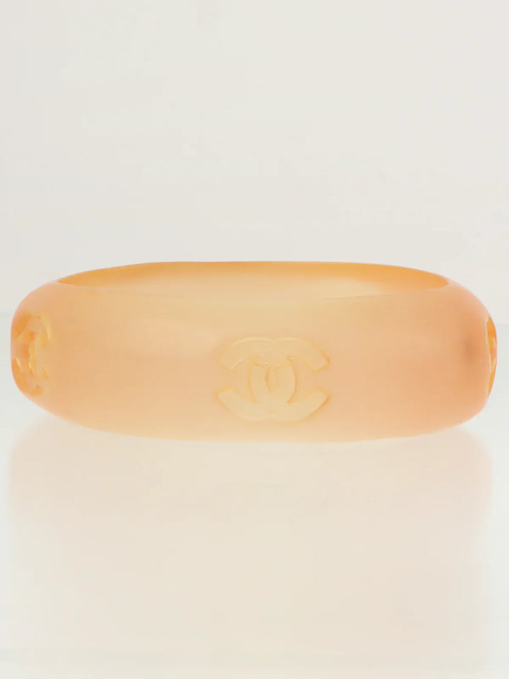Chanel 1996 Made Cc Mark Bangle Clear/Orange