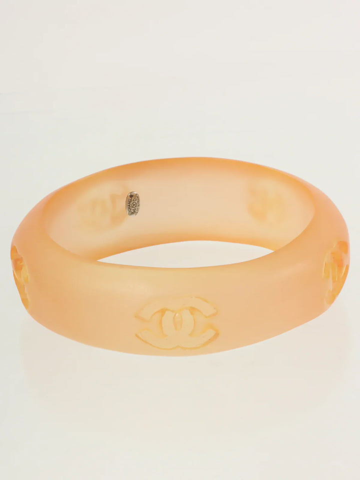 Chanel 1996 Made Cc Mark Bangle Clear/Orange