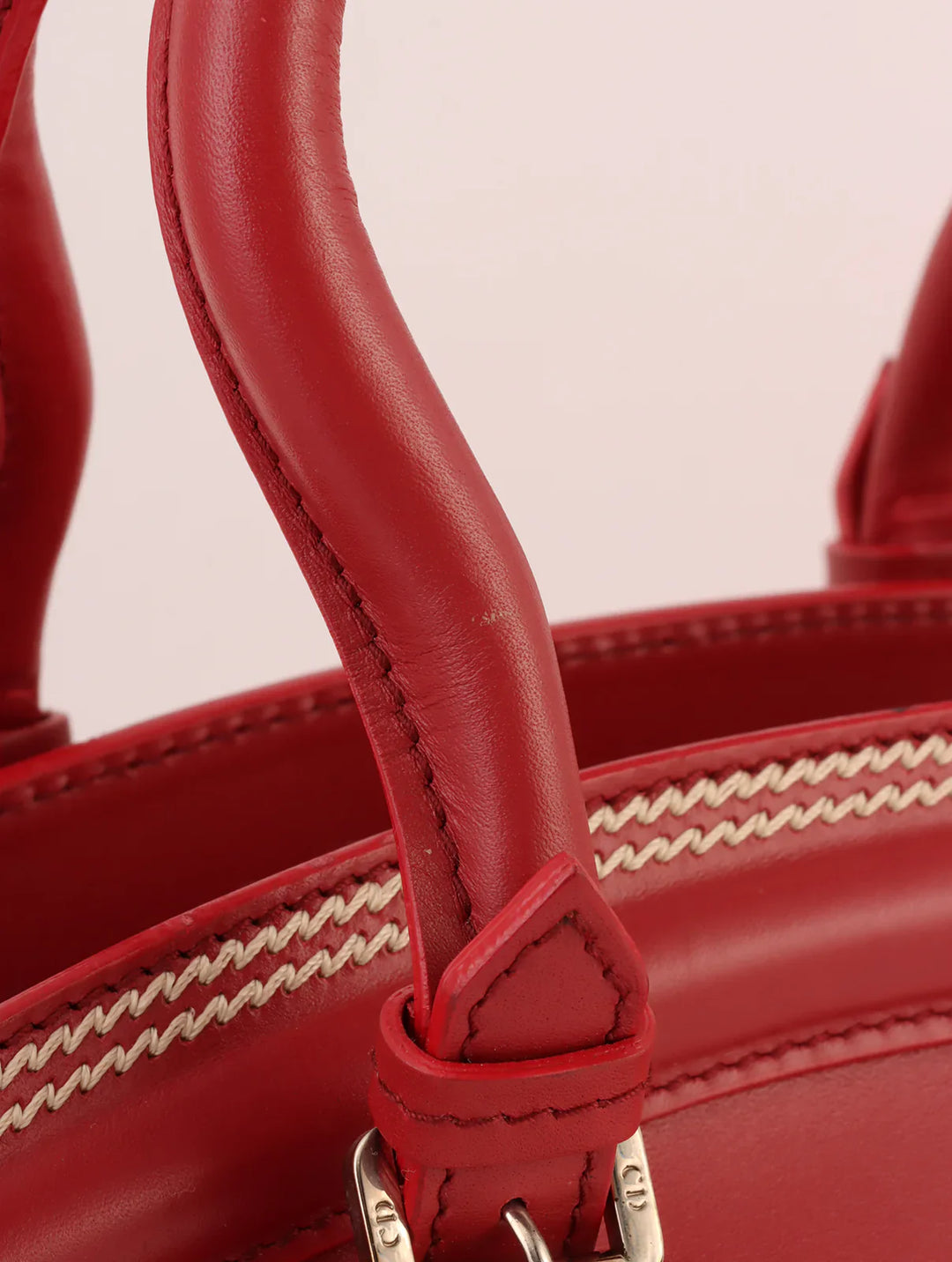 Top quality Dior Logo Plate Top Handle Bag Red