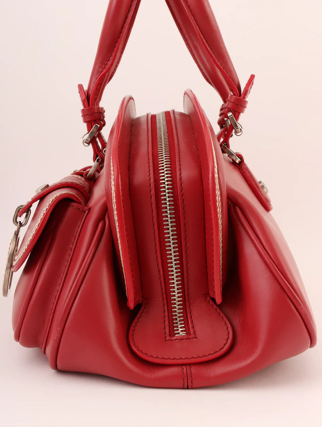 Top quality Dior Logo Plate Top Handle Bag Red